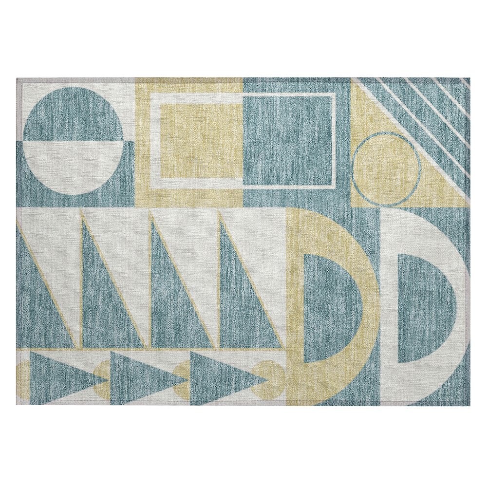 Machine Washable Indoor/Outdoor Chantille ACN2607 Teal 1'8" x 2'6" Rug. Picture 1
