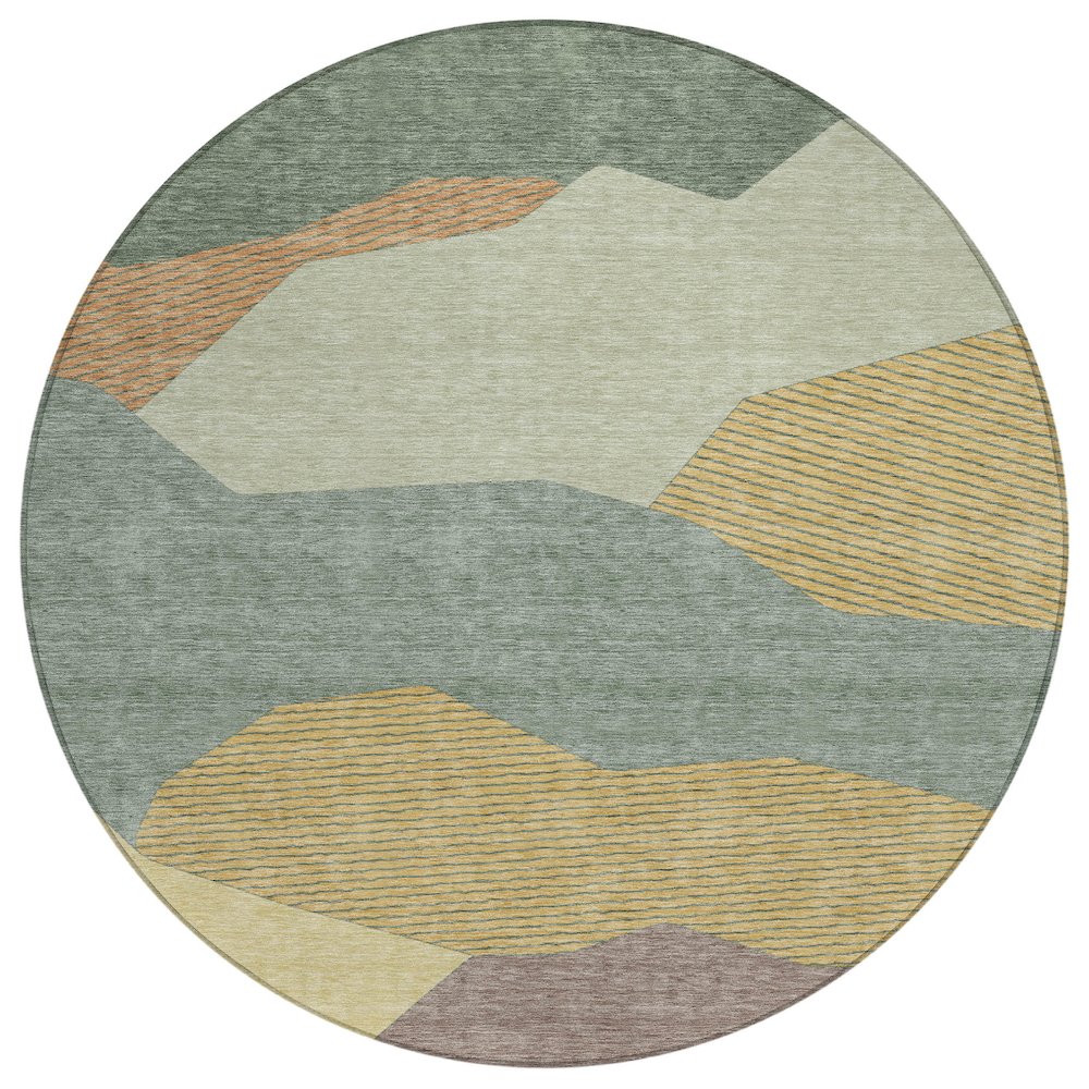 Machine Washable Indoor/Outdoor Chantille ACN2608 Green 8' x 8' Round Rug. Picture 1