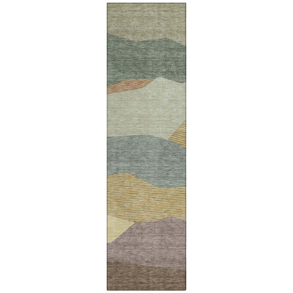 Machine Washable Indoor/Outdoor Chantille ACN2608 Green 2'3" x 7'6" Runner Rug. Picture 1