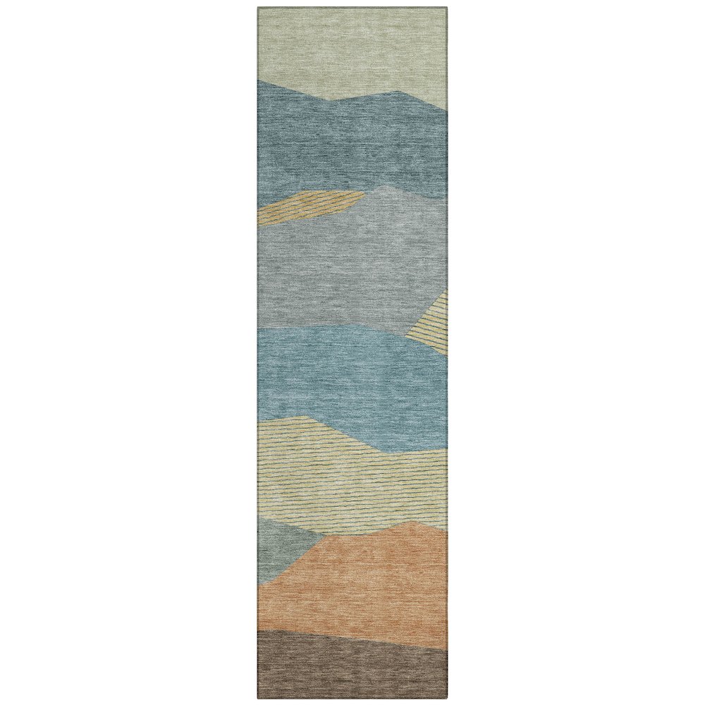 Machine Washable Indoor/Outdoor Chantille ACN2608 Teal 2'3" x 7'6" Runner Rug. Picture 1