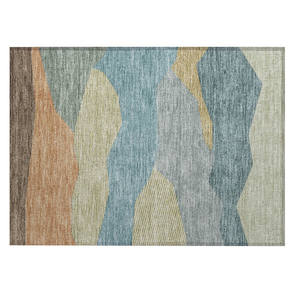 Machine Washable Indoor/Outdoor Chantille ACN2608 Teal 1'8" x 2'6" Rug. Picture 1