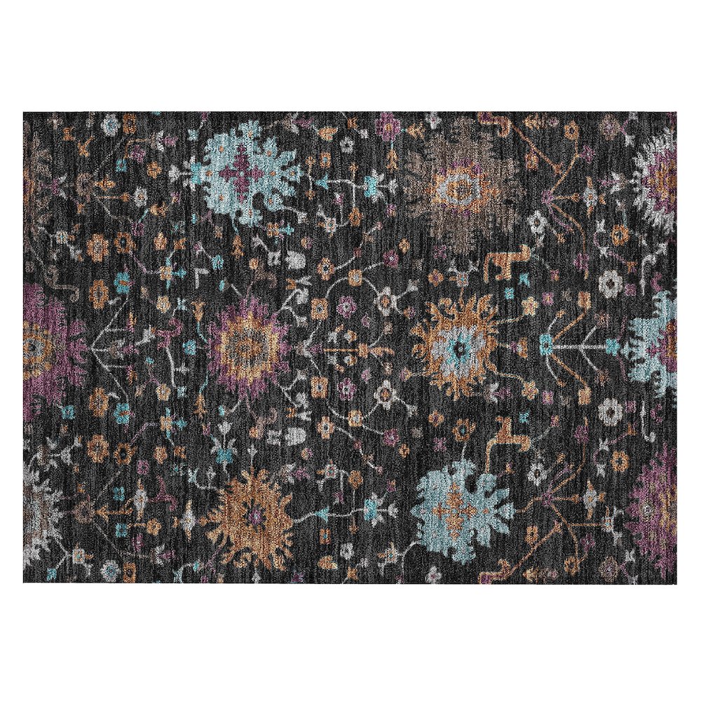 Machine Washable Indoor/Outdoor Chantille ACN2609 Black 1'8" x 2'6" Rug. Picture 1