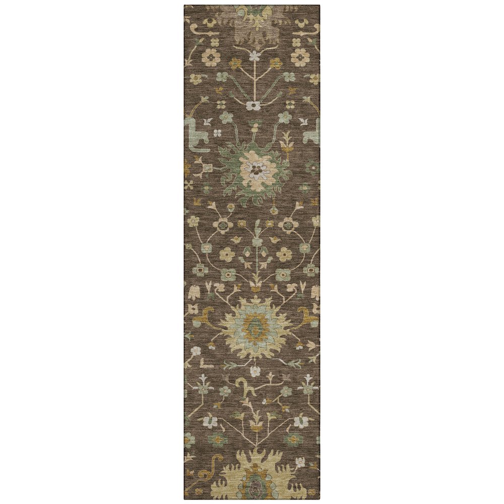 Machine Washable Indoor/Outdoor Chantille ACN2609 Brown 2'3" x 7'6" Runner Rug. Picture 1