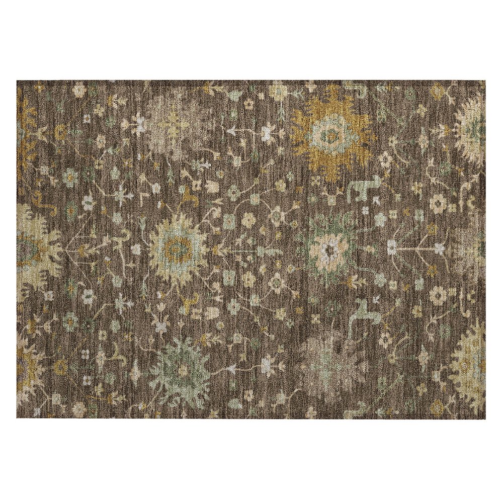 Machine Washable Indoor/Outdoor Chantille ACN2609 Brown 1'8" x 2'6" Rug. Picture 1