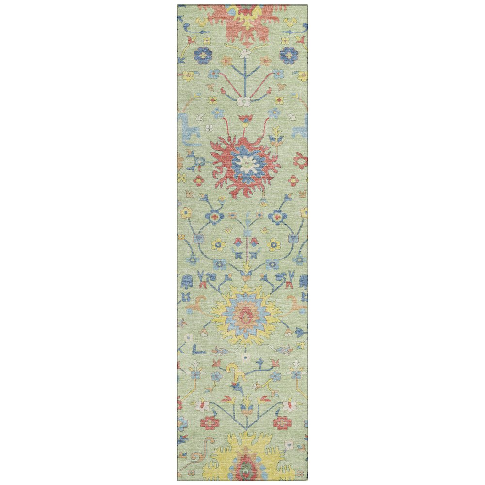 Machine Washable Indoor/Outdoor Chantille ACN2609 Green 2'3" x 7'6" Runner Rug. Picture 1