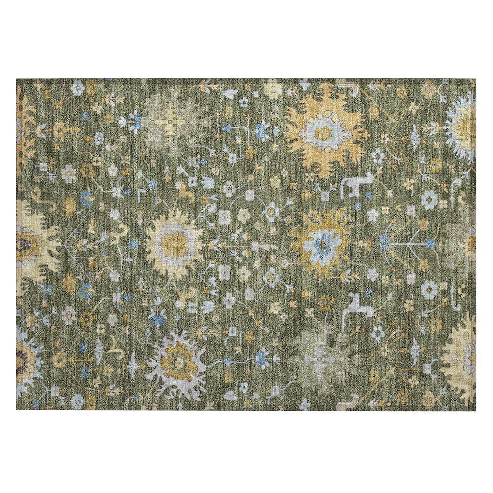 Machine Washable Indoor/Outdoor Chantille ACN2609 Green 1'8" x 2'6" Rug. Picture 1