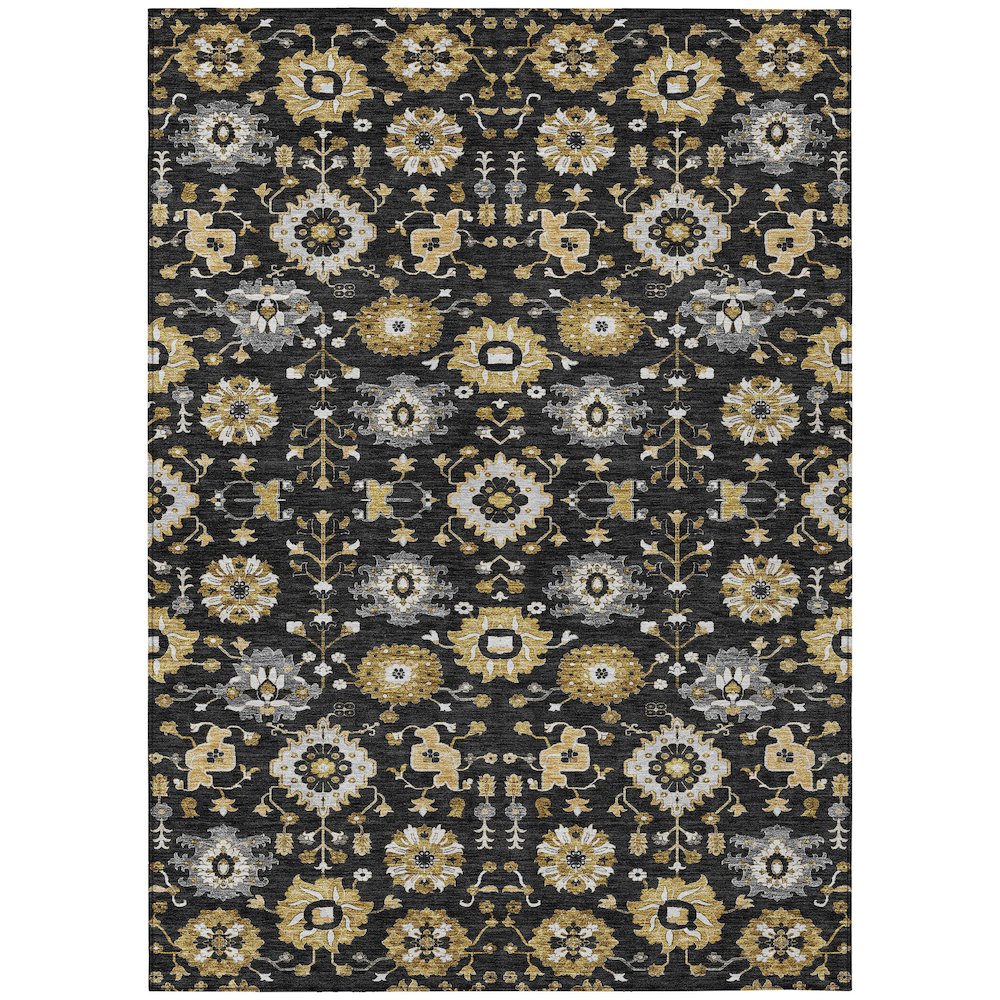 Machine Washable Indoor/Outdoor Chantille ACN2610 Black 2'6" x 3'10" Rug. Picture 1