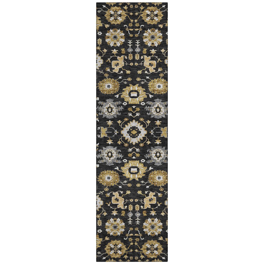 Machine Washable Indoor/Outdoor Chantille ACN2610 Black 2'3" x 7'6" Runner Rug. Picture 1