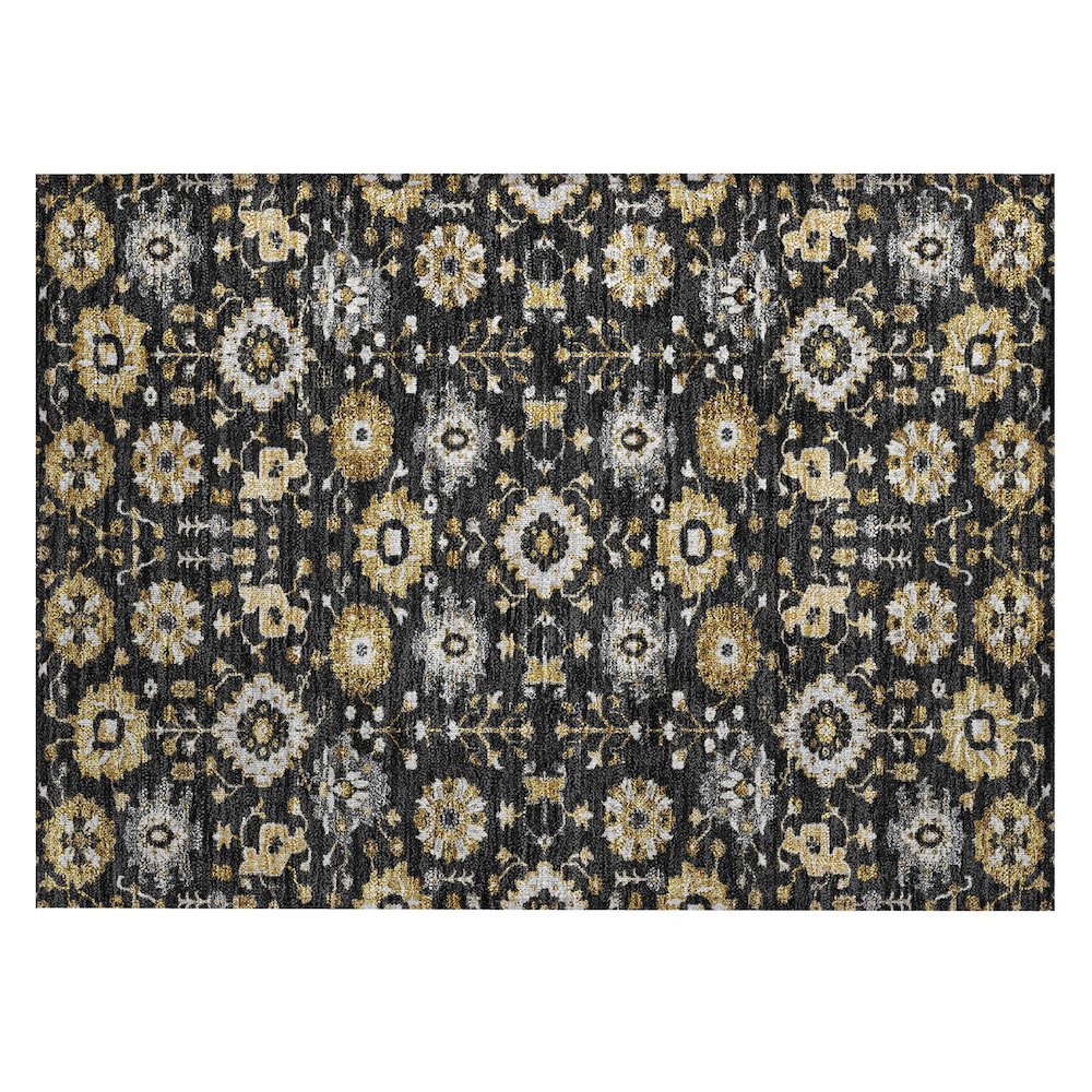 Machine Washable Indoor/Outdoor Chantille ACN2610 Black 1'8" x 2'6" Rug. Picture 1