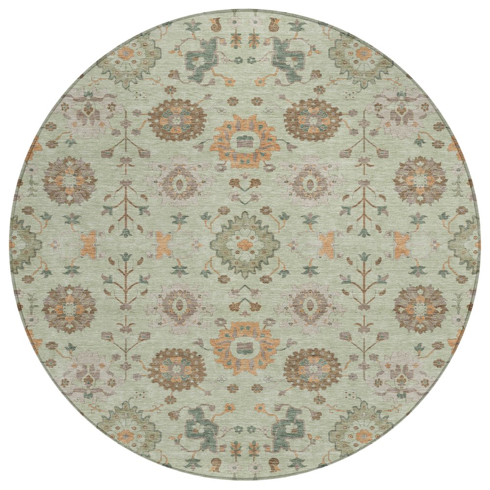 Machine Washable Indoor/Outdoor Chantille ACN2610 Green 8' x 8' Round Rug. Picture 1