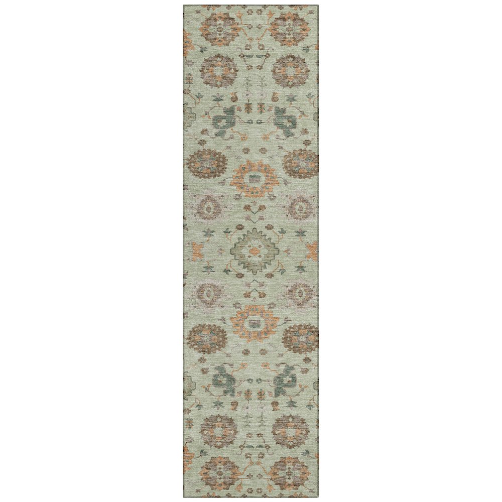 Machine Washable Indoor/Outdoor Chantille ACN2610 Green 2'3" x 7'6" Runner Rug. Picture 1