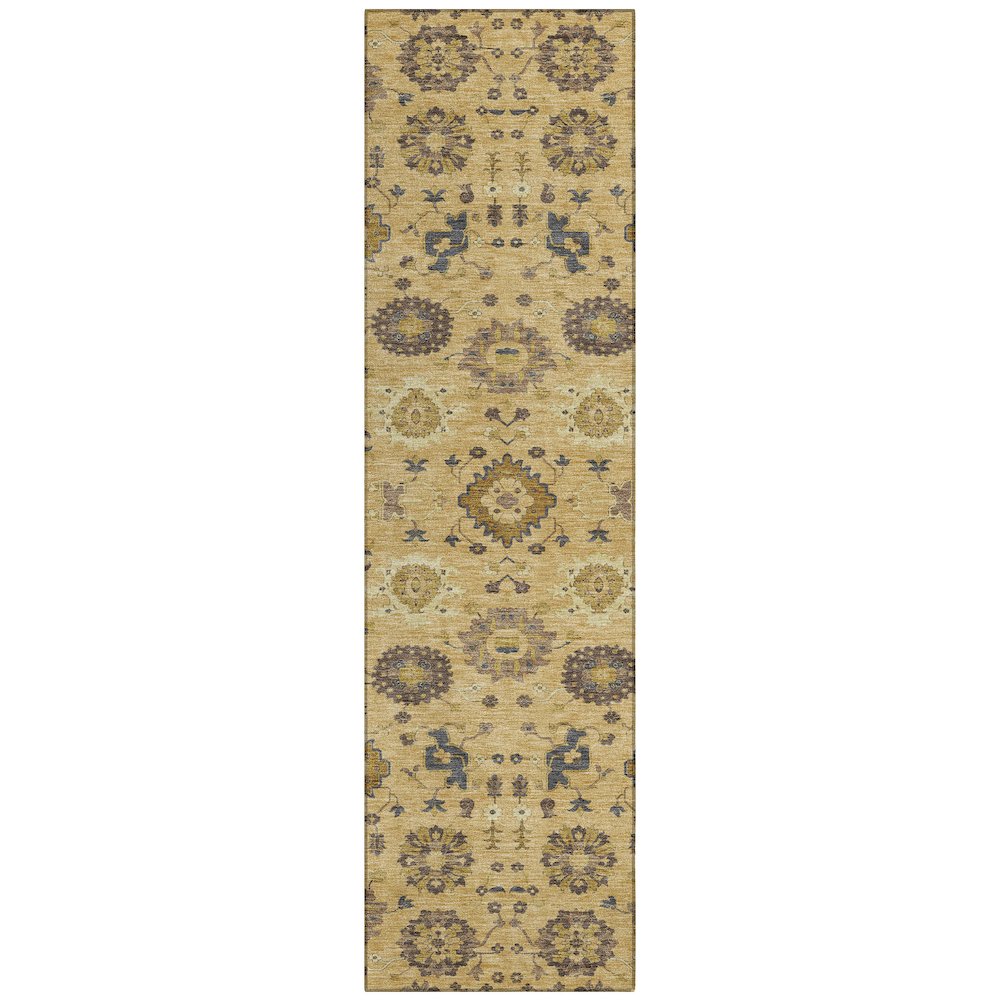 Machine Washable Indoor/Outdoor Chantille ACN2610 Gold 2'3" x 7'6" Runner Rug. Picture 1