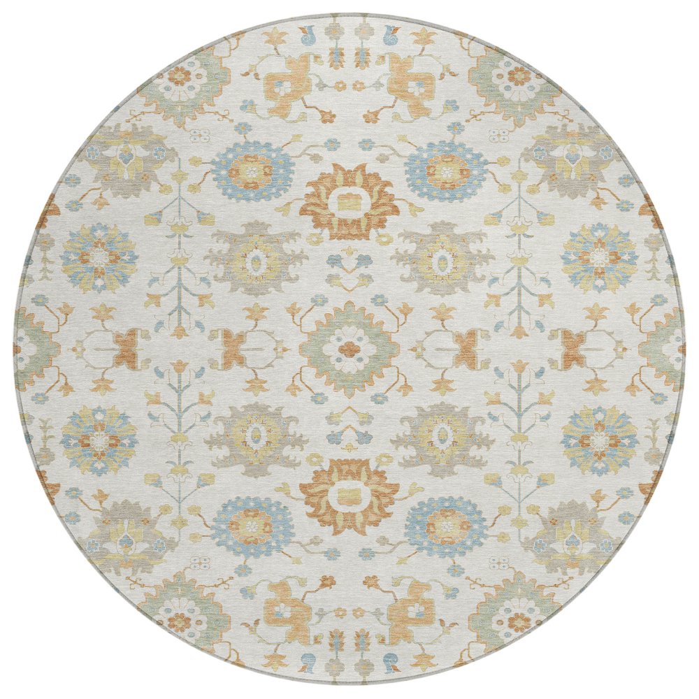 Machine Washable Indoor/Outdoor Chantille ACN2610 Ivory 8' x 8' Round Rug. Picture 1