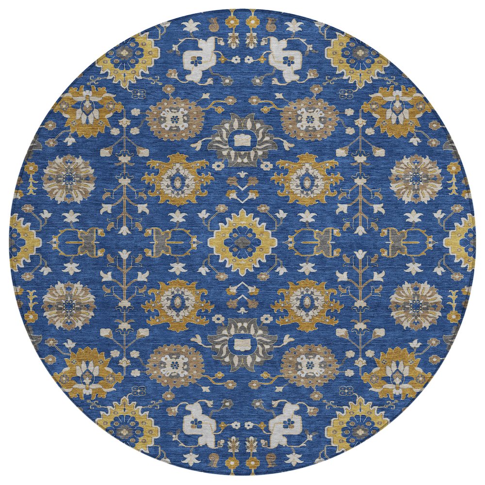 Machine Washable Indoor/Outdoor Chantille ACN2610 Blue 8' x 8' Round Rug. Picture 1