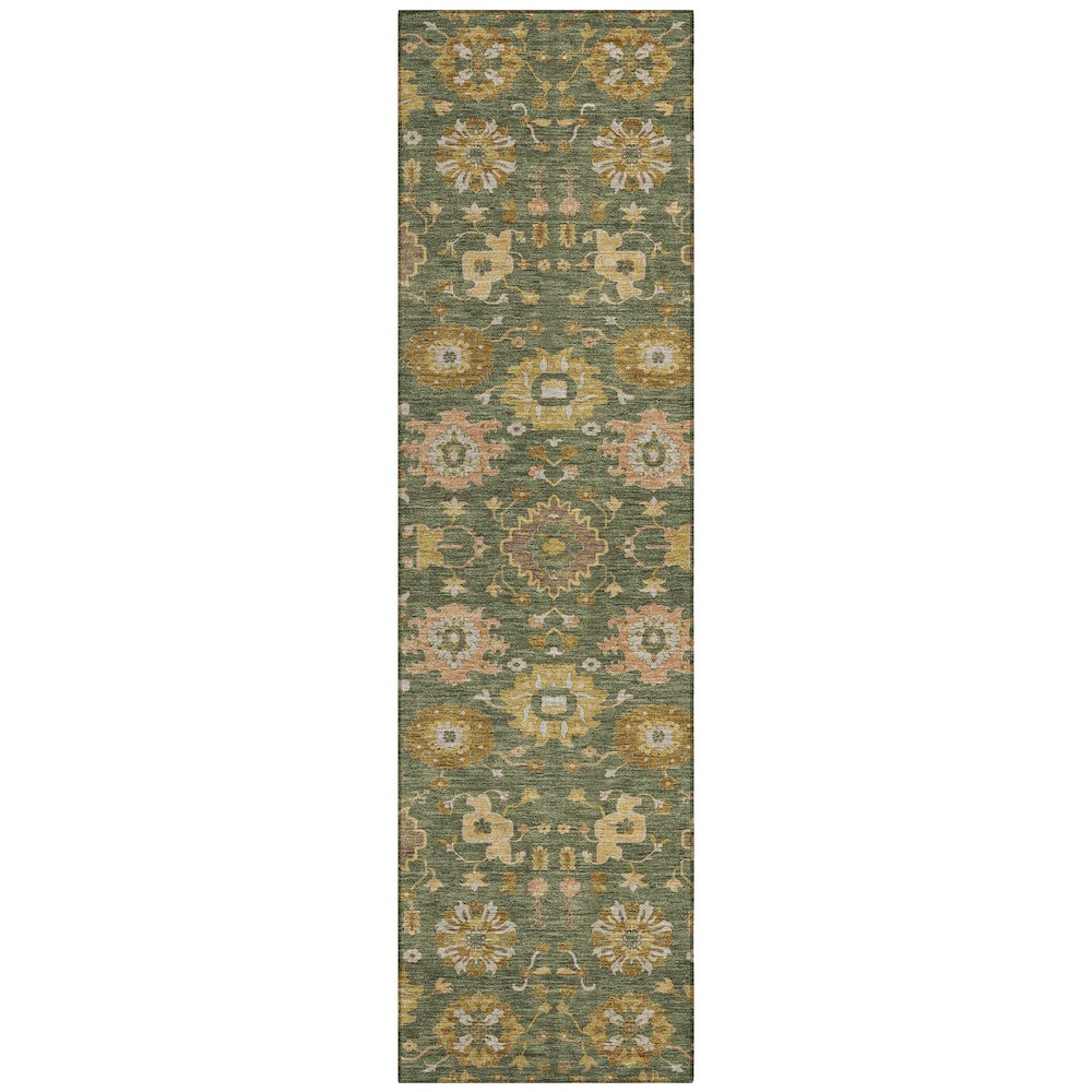 Machine Washable Indoor/Outdoor Chantille ACN2610 Green 2'3" x 7'6" Runner Rug. Picture 1