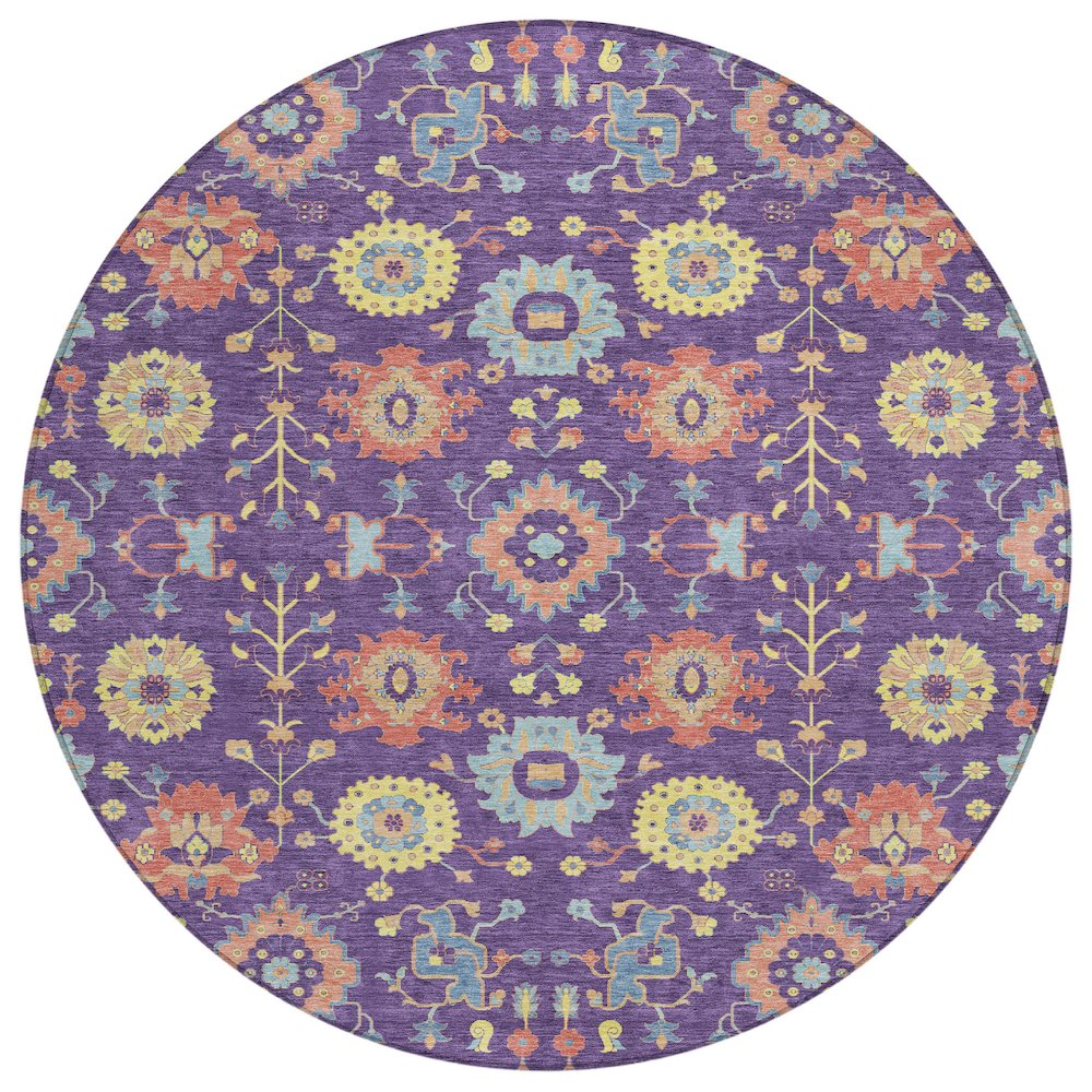 Machine Washable Indoor/Outdoor Chantille ACN2610 Purple 8' x 8' Round Rug. Picture 1
