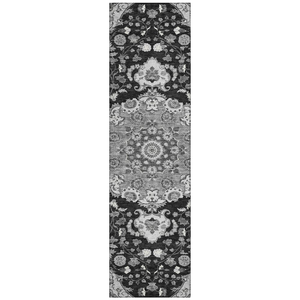 Machine Washable Indoor/Outdoor Chantille ACN2611 Black 2'3" x 7'6" Runner Rug. Picture 1
