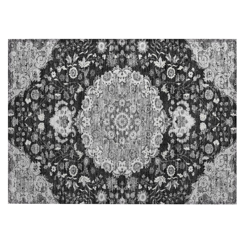 Machine Washable Indoor/Outdoor Chantille ACN2611 Black 1'8" x 2'6" Rug. Picture 1