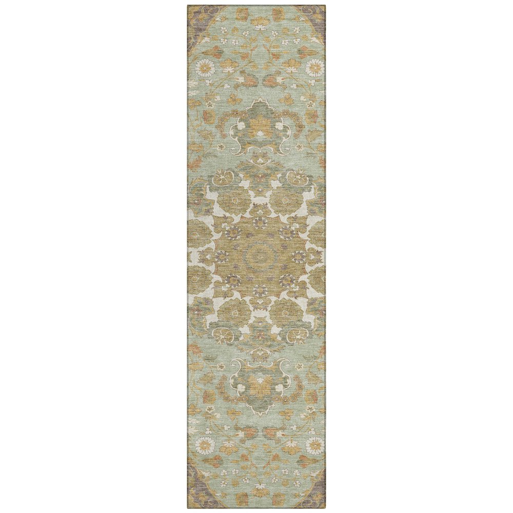 Machine Washable Indoor/Outdoor Chantille ACN2611 Green 2'3" x 7'6" Runner Rug. Picture 1