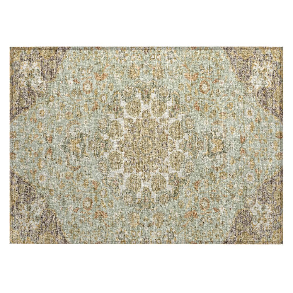 Machine Washable Indoor/Outdoor Chantille ACN2611 Green 1'8" x 2'6" Rug. Picture 1
