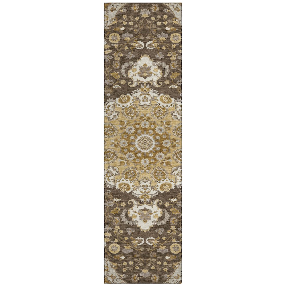 Machine Washable Indoor/Outdoor Chantille ACN2611 Brown 2'3" x 7'6" Runner Rug. Picture 1