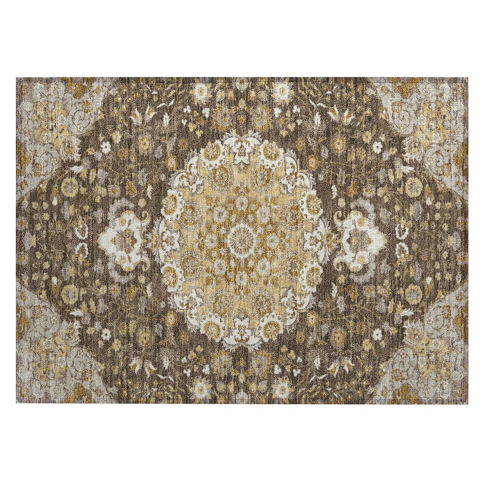 Machine Washable Indoor/Outdoor Chantille ACN2611 Brown 1'8" x 2'6" Rug. Picture 1