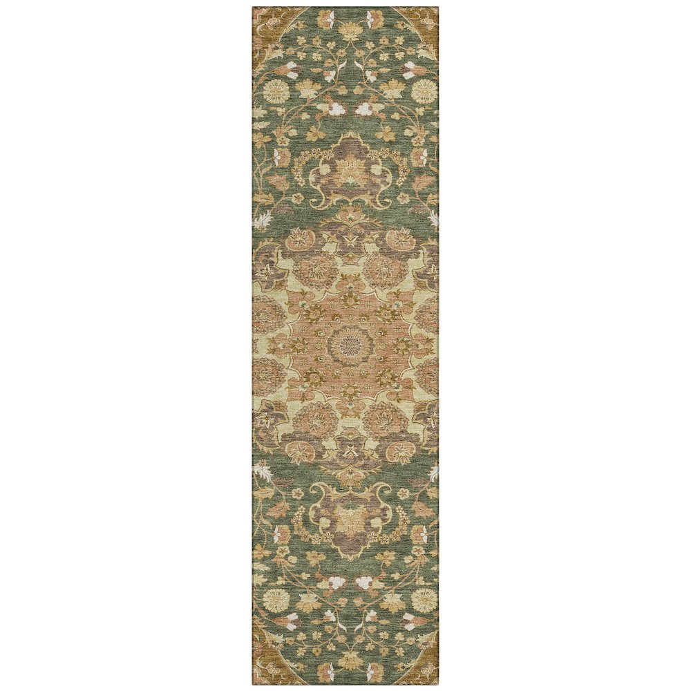 Machine Washable Indoor/Outdoor Chantille ACN2611 Green 2'3" x 7'6" Runner Rug. Picture 1