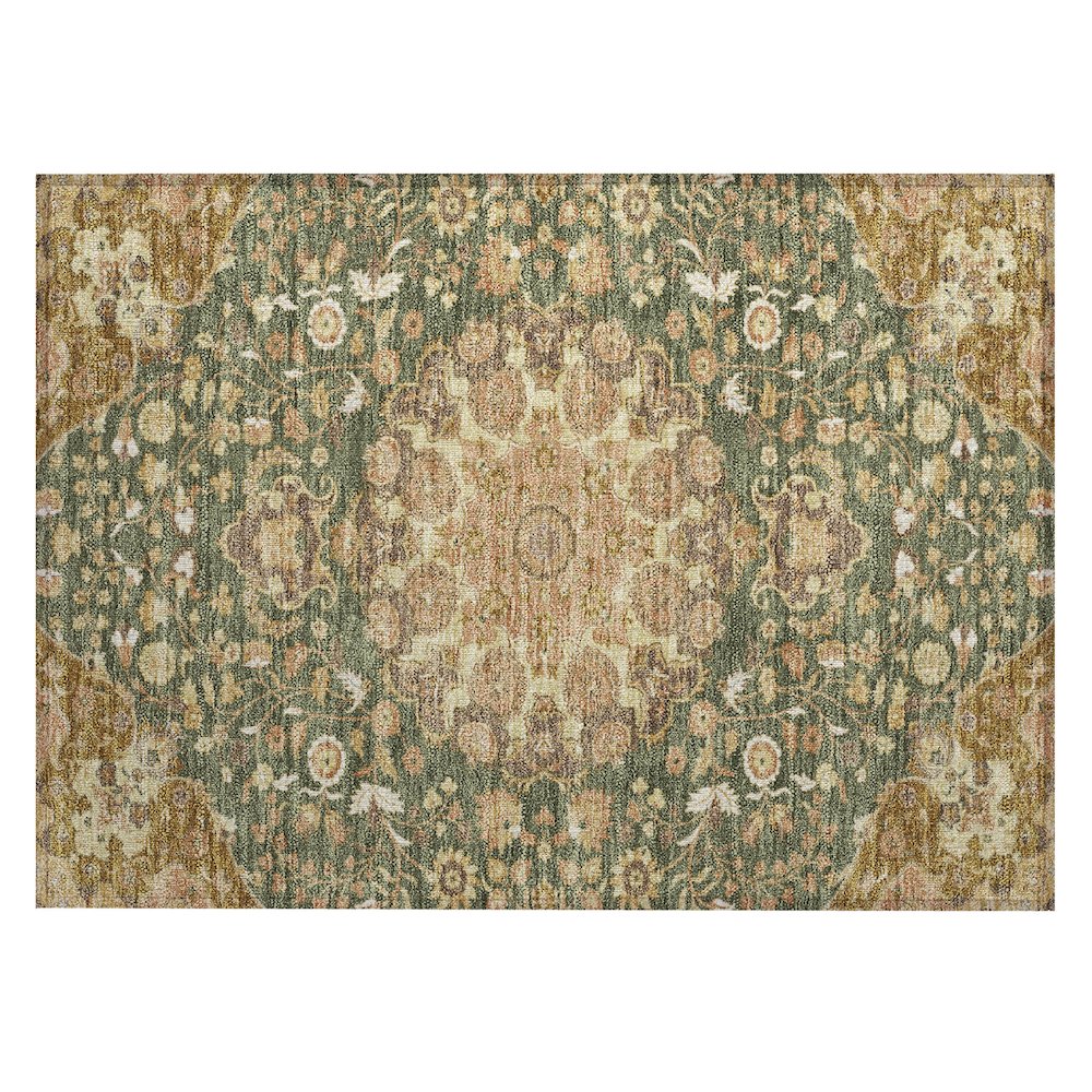 Machine Washable Indoor/Outdoor Chantille ACN2611 Green 1'8" x 2'6" Rug. Picture 1