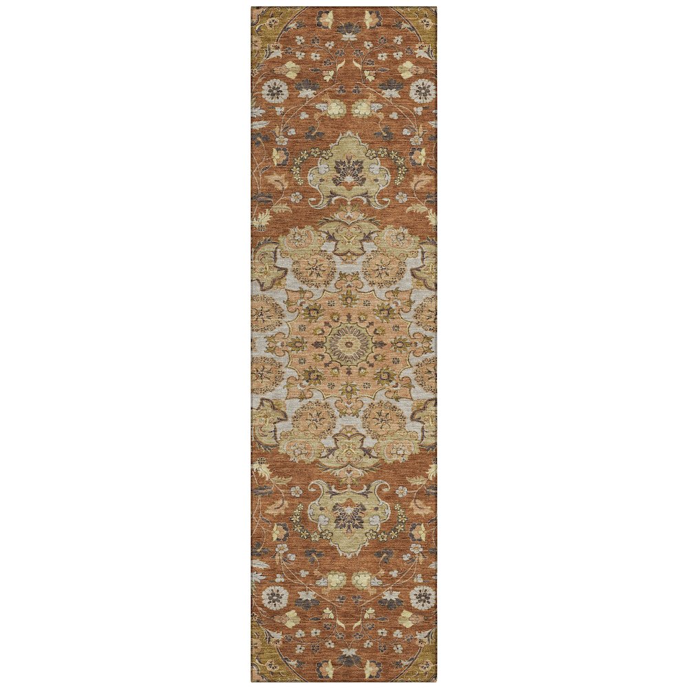 Machine Washable Indoor/Outdoor Chantille ACN2611 Orange 2'3" x 7'6" Runner Rug. Picture 1