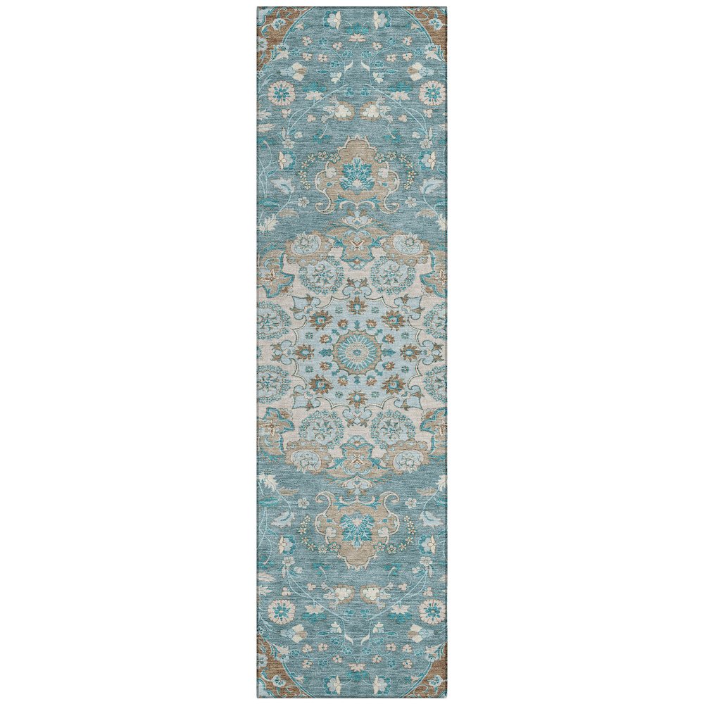 Machine Washable Indoor/Outdoor Chantille ACN2611 Teal 2'3" x 7'6" Runner Rug. Picture 1