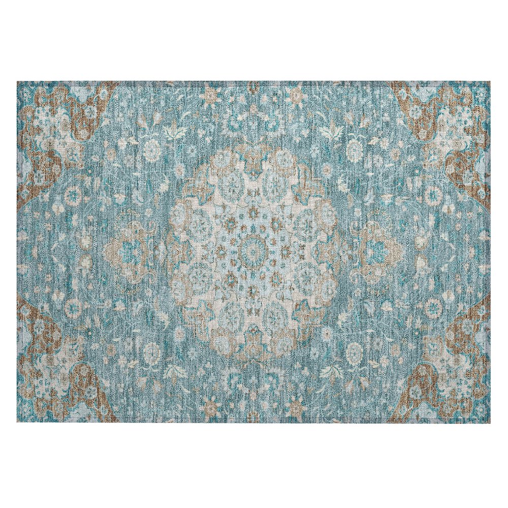 Machine Washable Indoor/Outdoor Chantille ACN2611 Teal 1'8" x 2'6" Rug. Picture 1