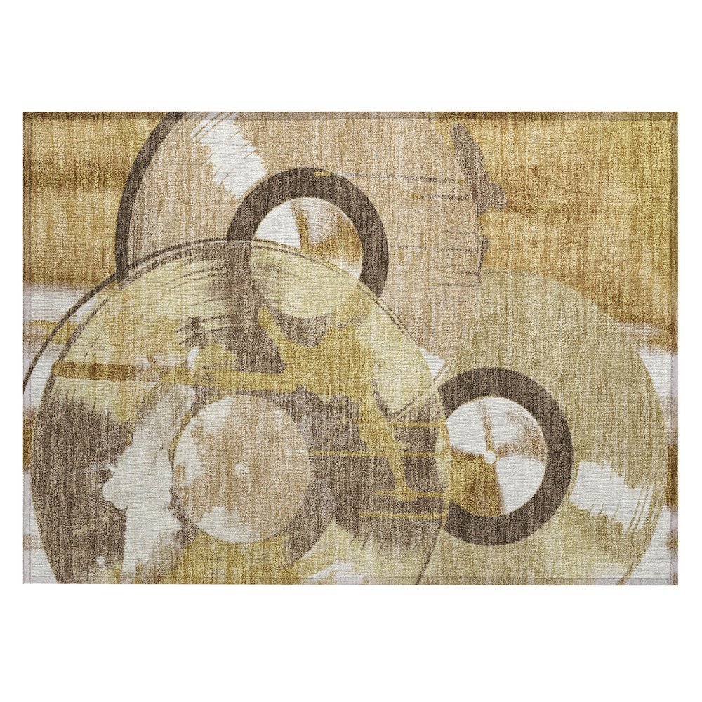 Machine Washable Indoor/Outdoor Chantille ACN2612 Gold 1'8" x 2'6" Rug. Picture 1