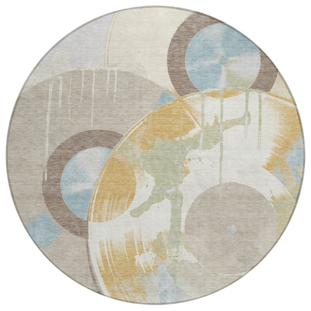 Machine Washable Indoor/Outdoor Chantille ACN2612 Ivory 8' x 8' Round Rug. Picture 1