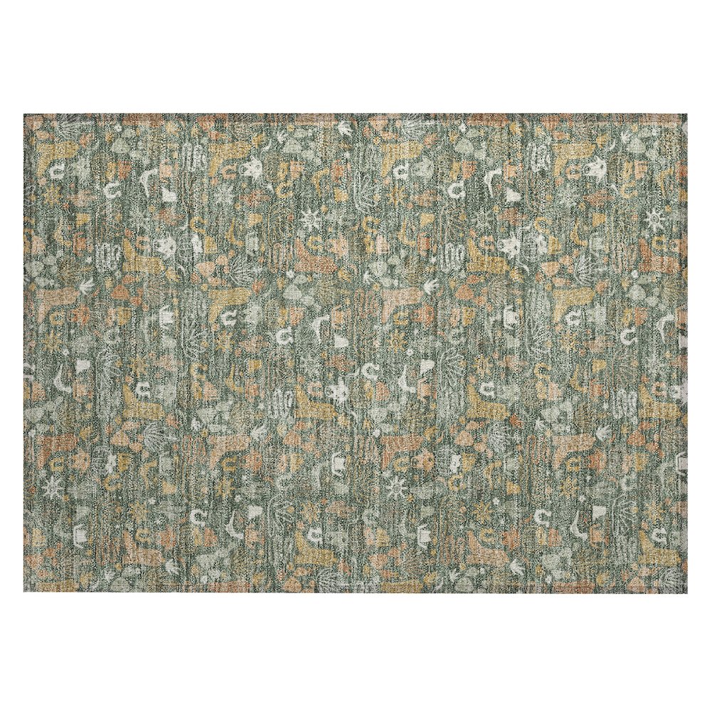Machine Washable Indoor/Outdoor Chantille ACN2613 Green 1'8" x 2'6" Rug. Picture 1