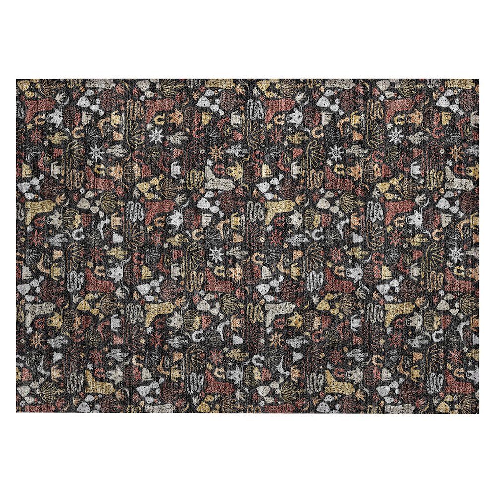 Machine Washable Indoor/Outdoor Chantille ACN2613 Black 1'8" x 2'6" Rug. Picture 1