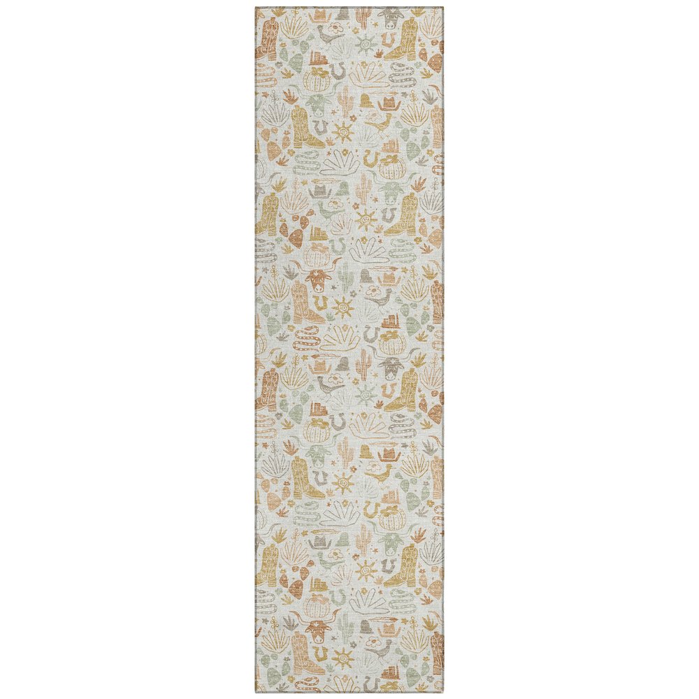 Machine Washable Indoor/Outdoor Chantille ACN2613 Ivory 2'3" x 7'6" Runner Rug. Picture 1