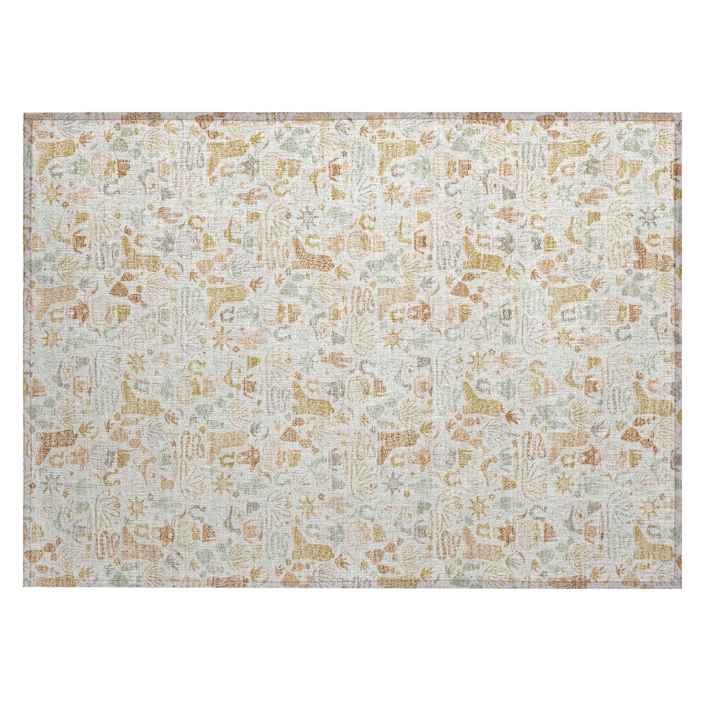 Machine Washable Indoor/Outdoor Chantille ACN2613 Ivory 1'8" x 2'6" Rug. Picture 1