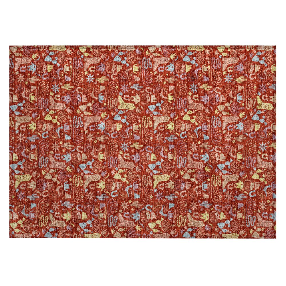 Machine Washable Indoor/Outdoor Chantille ACN2613 Red 1'8" x 2'6" Rug. Picture 1