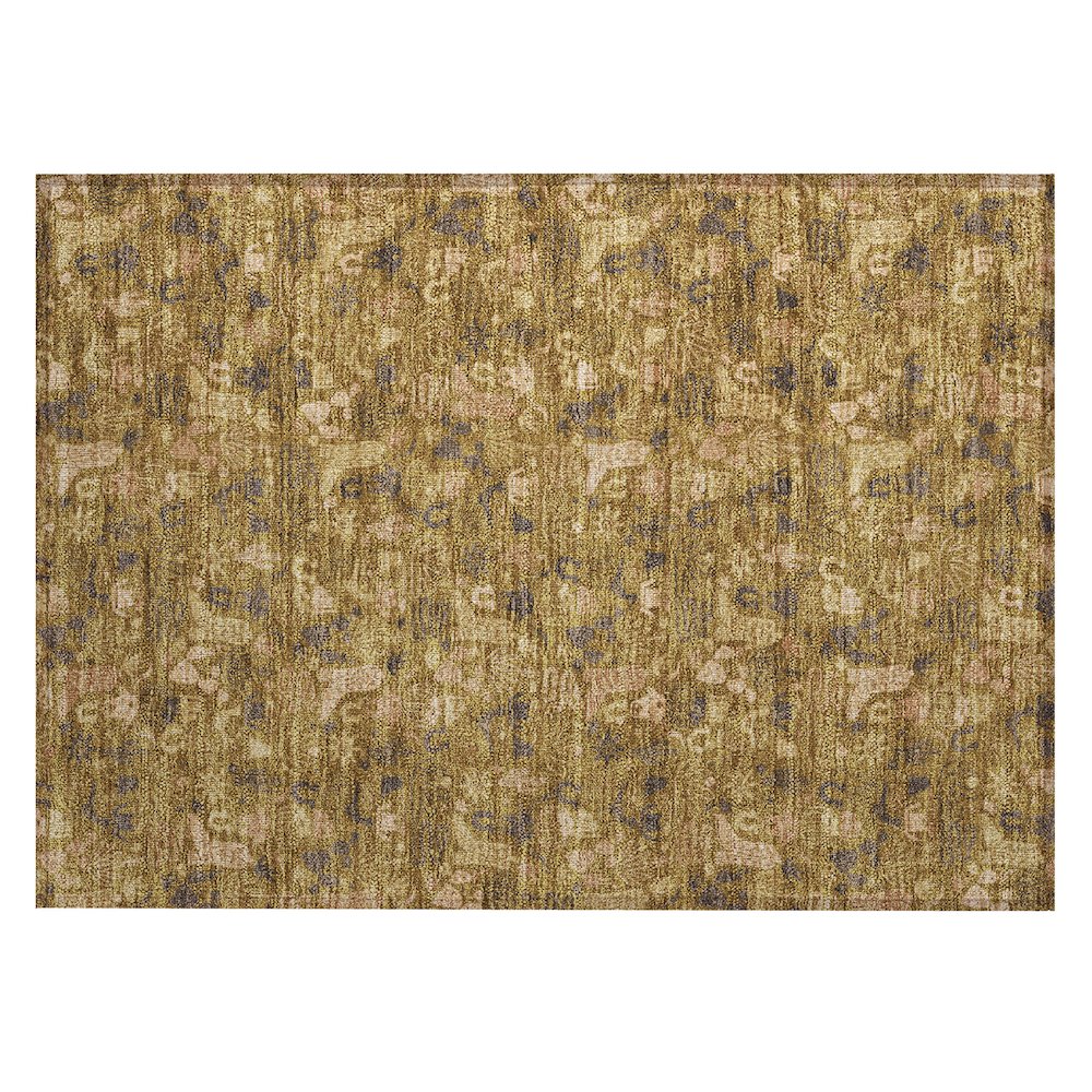 Machine Washable Indoor/Outdoor Chantille ACN2613 Gold 1'8" x 2'6" Rug. Picture 1