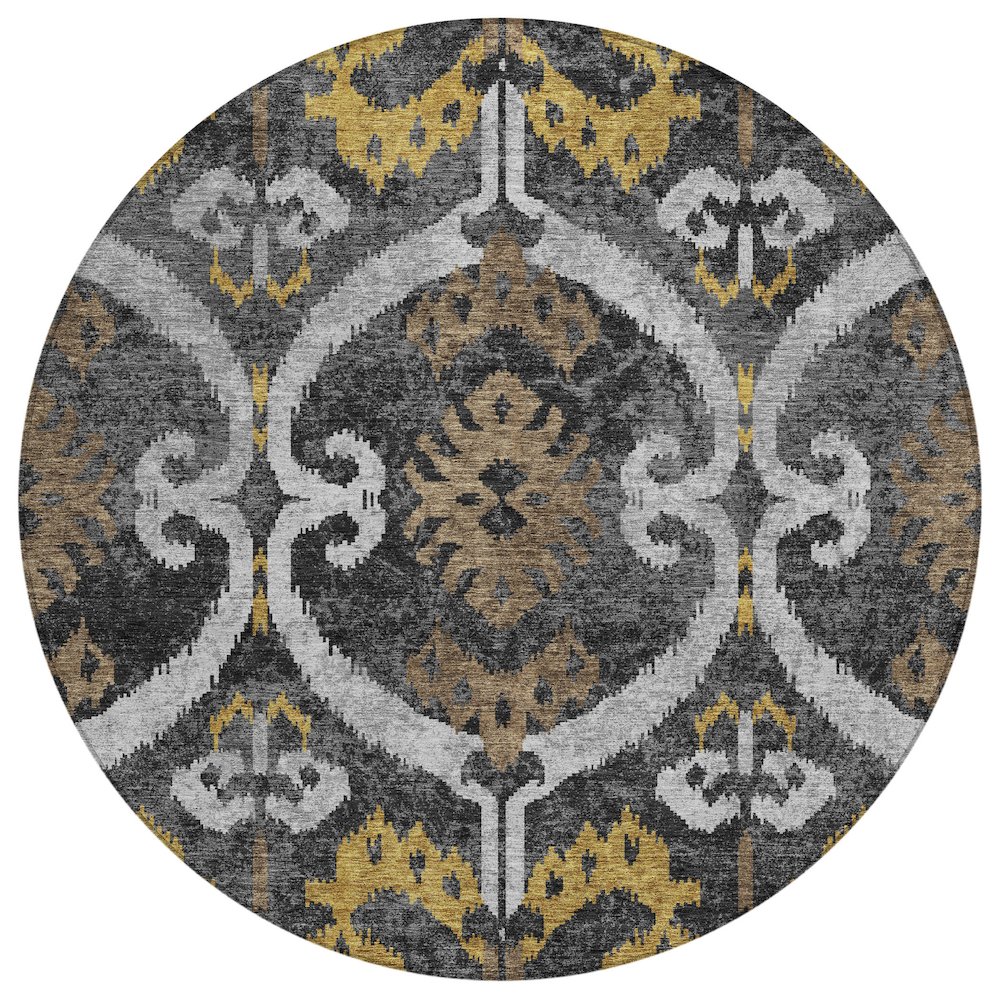 Machine Washable Indoor/Outdoor Chantille ACN2614 Black 8' x 8' Round Rug. Picture 1