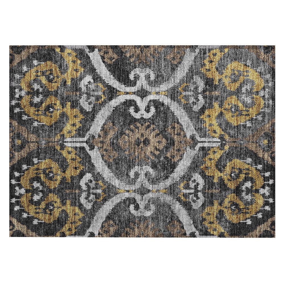 Machine Washable Indoor/Outdoor Chantille ACN2614 Black 1'8" x 2'6" Rug. Picture 1