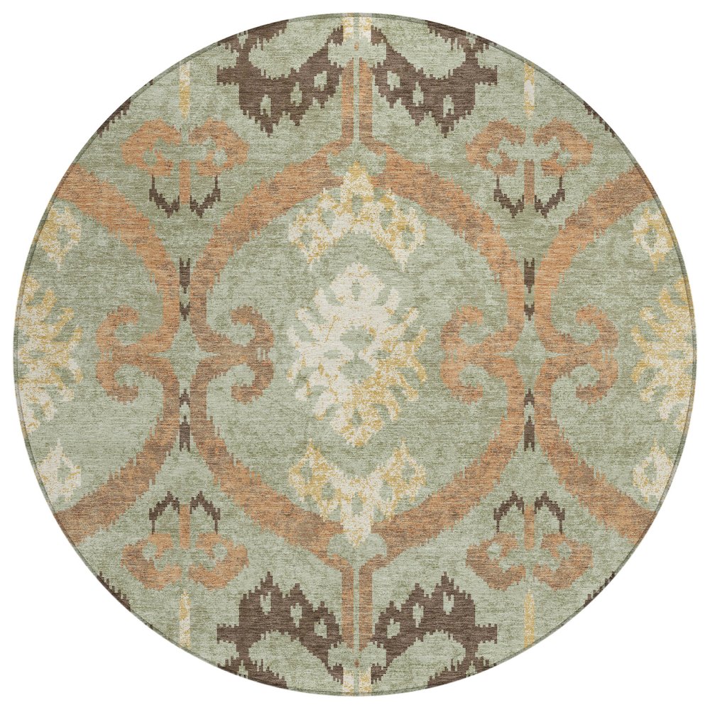 Machine Washable Indoor/Outdoor Chantille ACN2614 Green 8' x 8' Round Rug. Picture 1