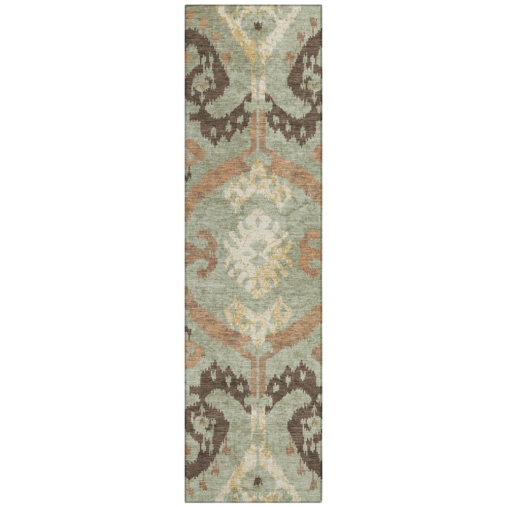 Machine Washable Indoor/Outdoor Chantille ACN2614 Green 2'3" x 7'6" Runner Rug. Picture 1