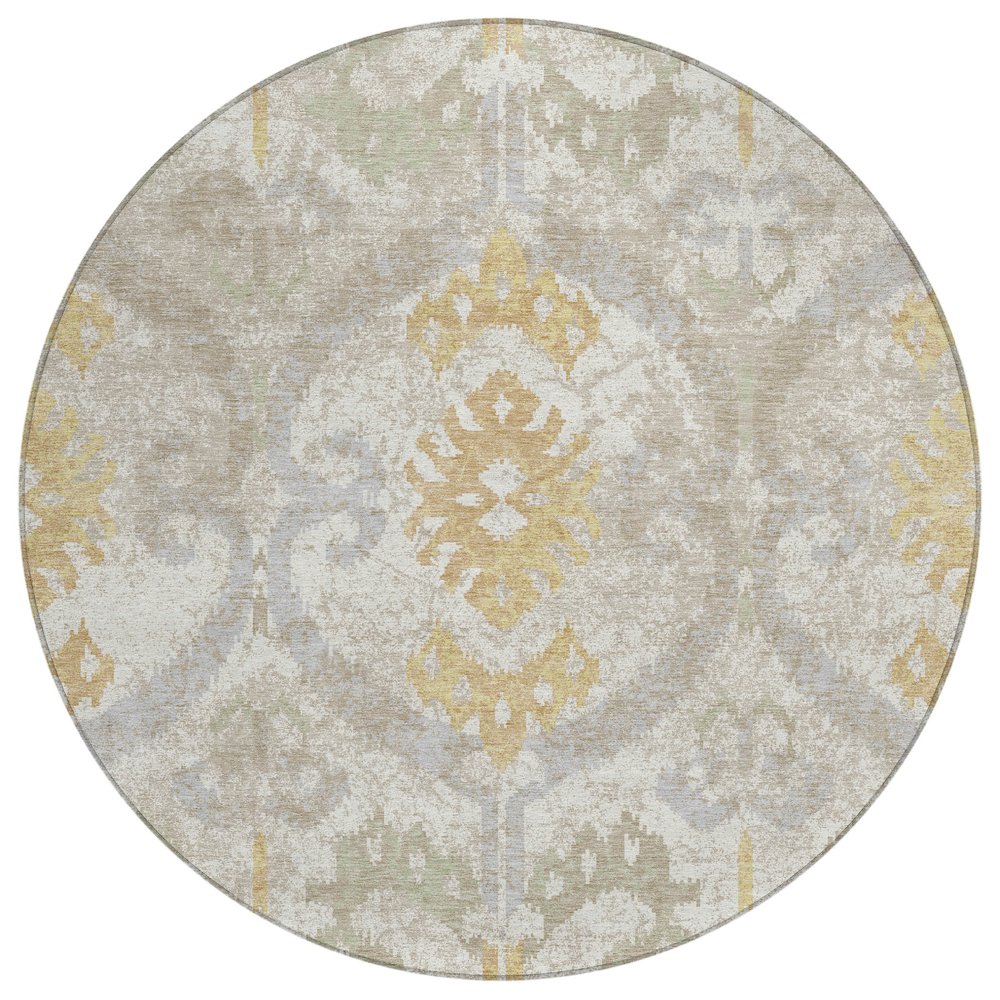 Machine Washable Indoor/Outdoor Chantille ACN2614 Ivory 8' x 8' Round Rug. Picture 1