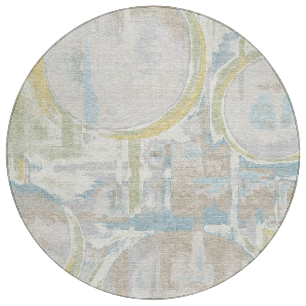 Machine Washable Indoor/Outdoor Chantille ACN2615 Ivory 8' x 8' Round Rug. Picture 1