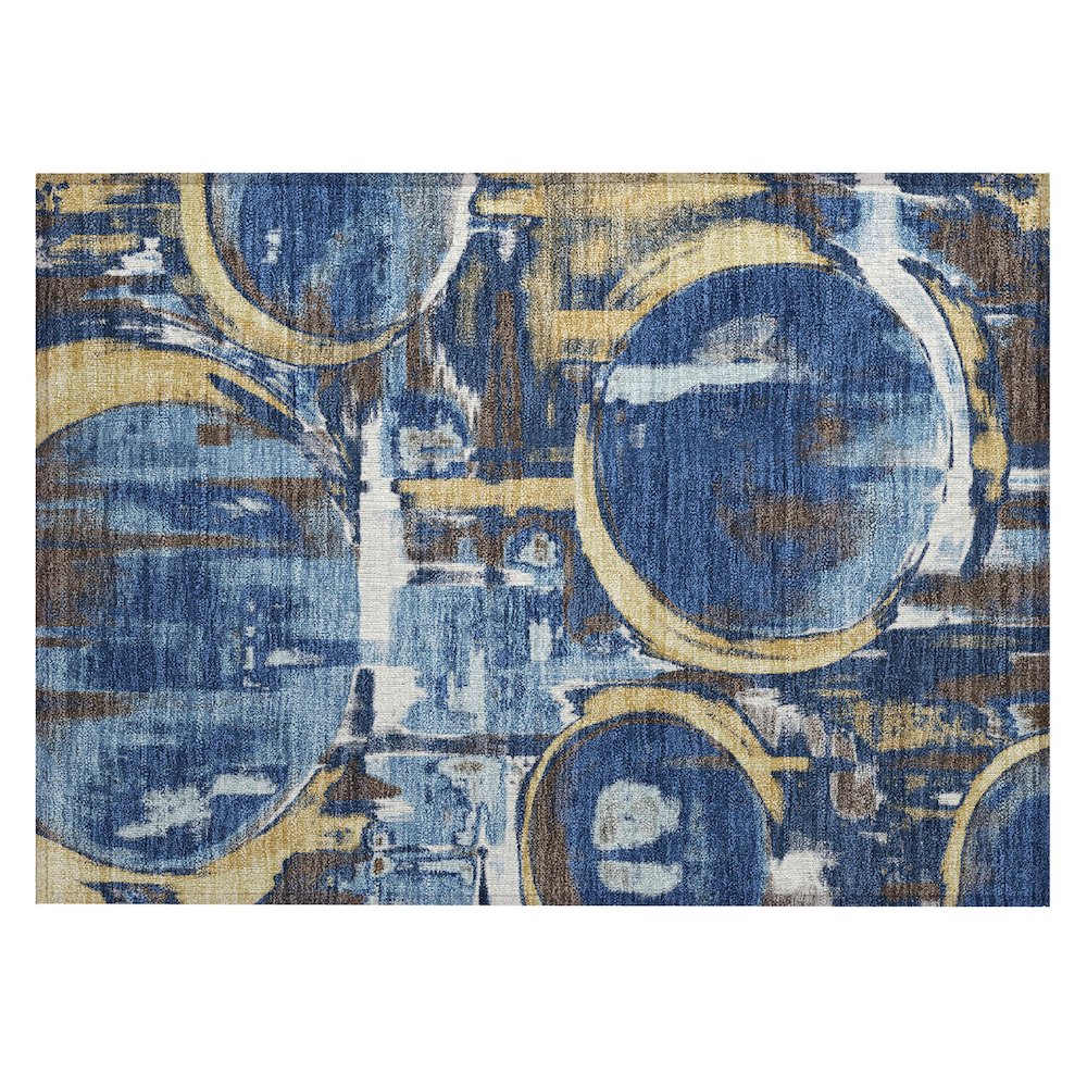 Machine Washable Indoor/Outdoor Chantille ACN2615 Blue 1'8" x 2'6" Rug. Picture 1