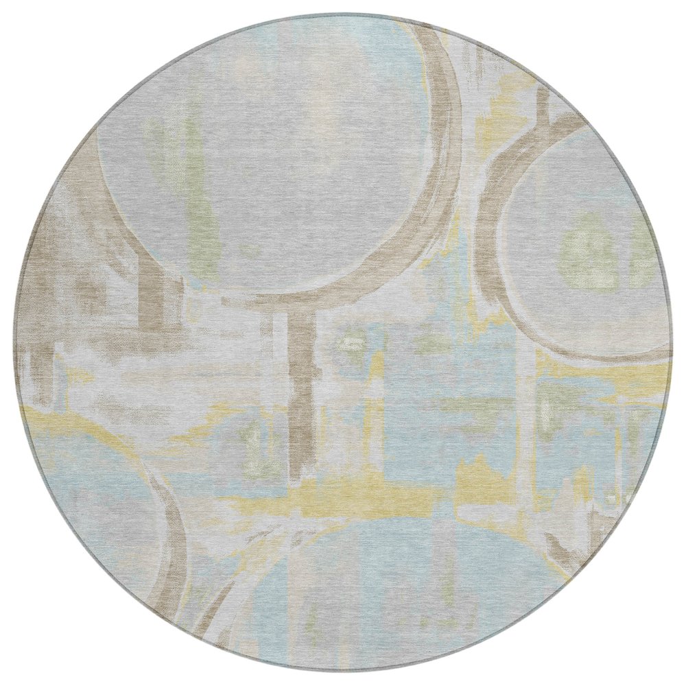 Machine Washable Indoor/Outdoor Chantille ACN2615 Gray 8' x 8' Round Rug. Picture 1