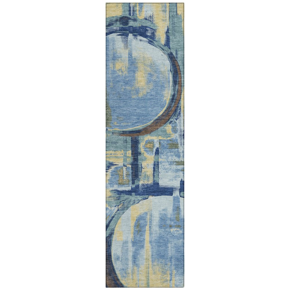 Machine Washable Indoor/Outdoor Chantille ACN2615 Teal 2'3" x 7'6" Runner Rug. Picture 1