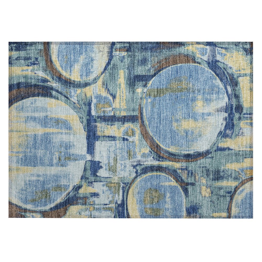 Machine Washable Indoor/Outdoor Chantille ACN2615 Teal 1'8" x 2'6" Rug. Picture 1
