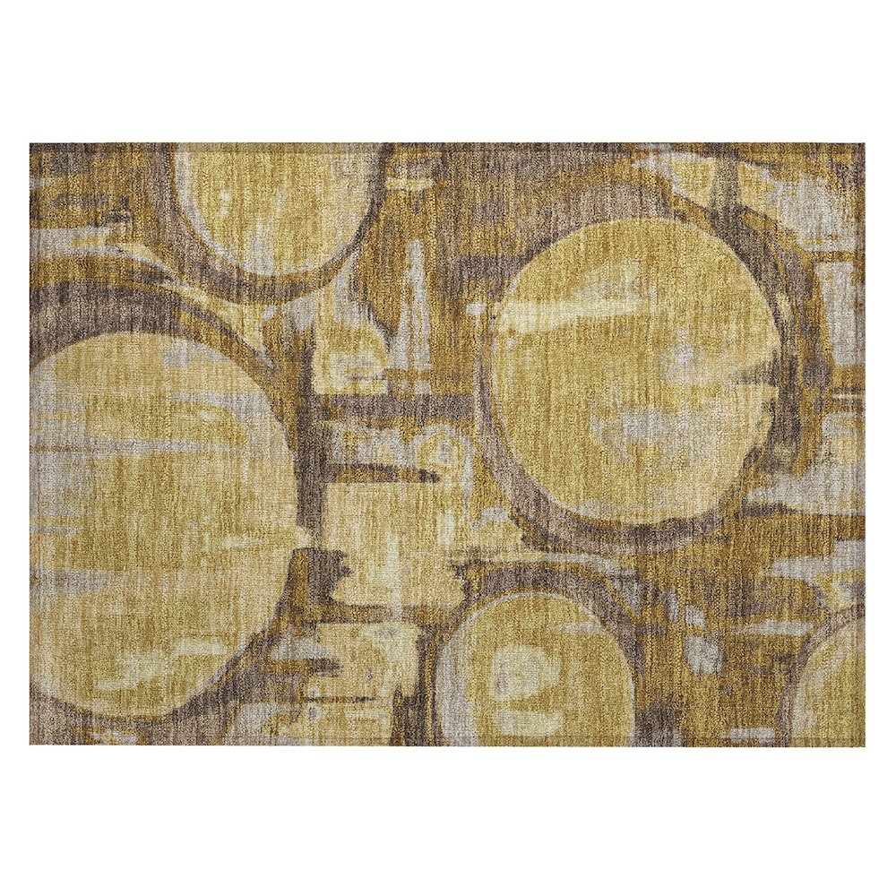 Machine Washable Indoor/Outdoor Chantille ACN2615 Gold 1'8" x 2'6" Rug. Picture 1